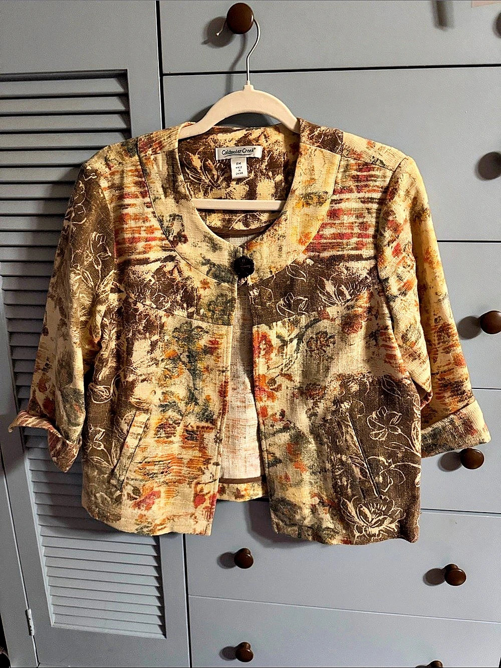 Coldwater Creek Abstract Pattern Jacket Brown Orange Size Medium